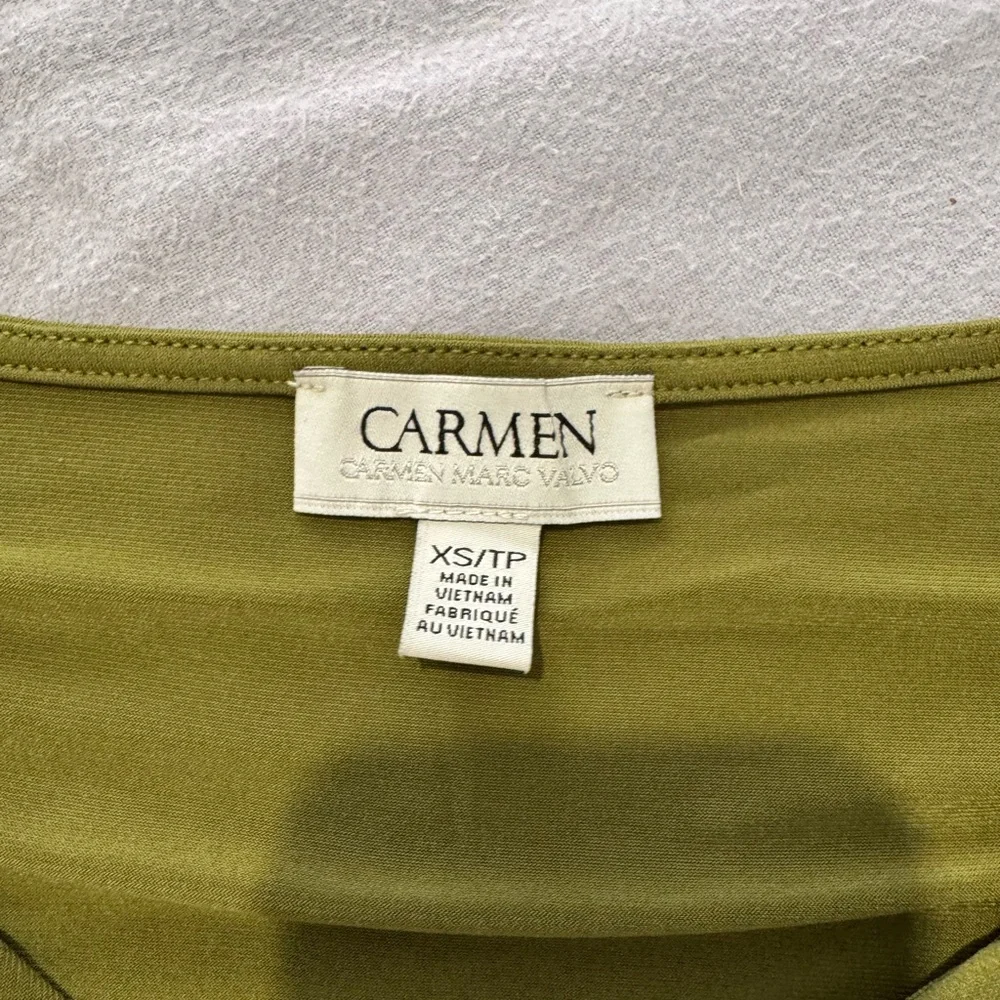 Carmen Marc Valvo Olive Tunic with V-Placket - Picture 2 of 2